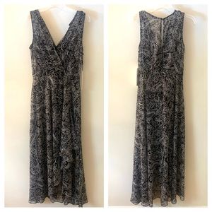 Calvin Klein V Neck Layered Chiffon Sleeveless Maxi Dress